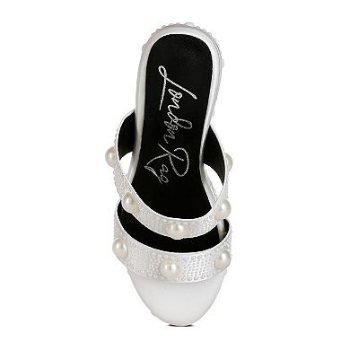 London Rag Django Women's Pearl Embellished Wedge Sandals