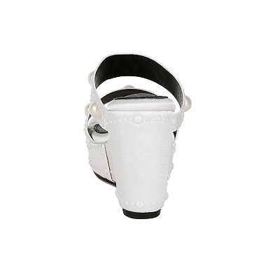 London Rag Django Women's Pearl Embellished Wedge Sandals