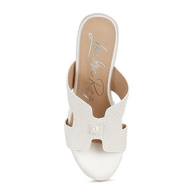London Rag Renier Women's Satin Pearl Detail Wedge Sandals