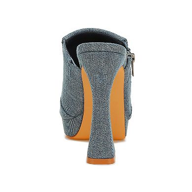 London Rag Celidih Women's Denim Pouch Detail High Heel Sandals