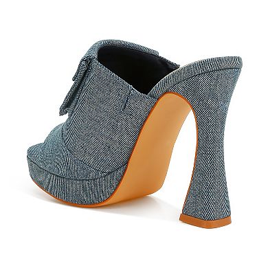 London Rag Celidih Women's Denim Pouch Detail High Heel Sandals