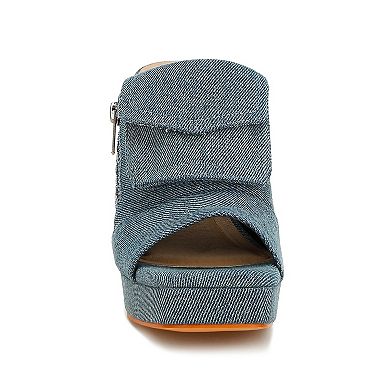 London Rag Celidih Women's Denim Pouch Detail High Heel Sandals