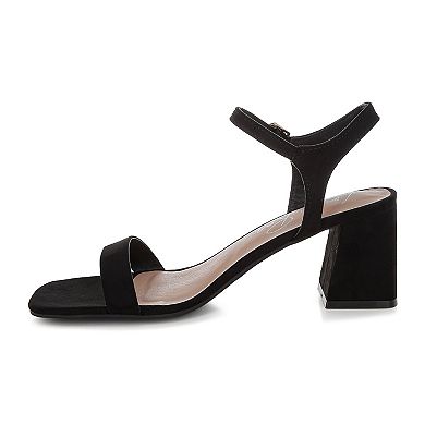 London Rag AKIYA Women's Block Heel Square Toe Sandals
