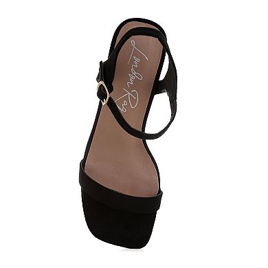 London Rag AKIYA Women's Block Heel Square Toe Sandals