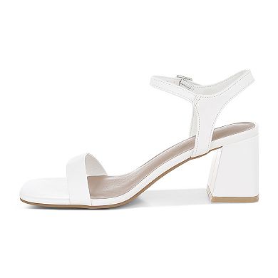 London Rag KAZARA Women's Metallic Faux Leather Block Heels