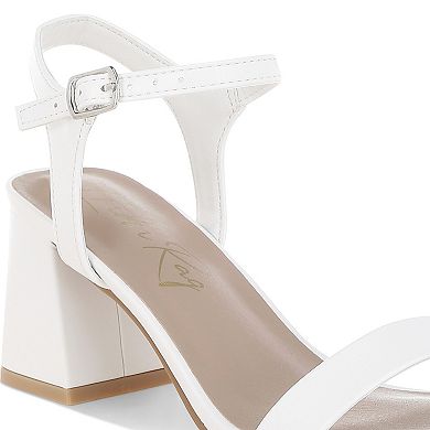 London Rag KAZARA Women's Metallic Faux Leather Block Heels