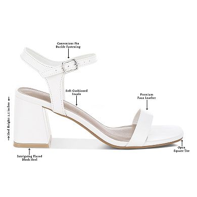 London Rag KAZARA Women's Metallic Faux Leather Block Heels