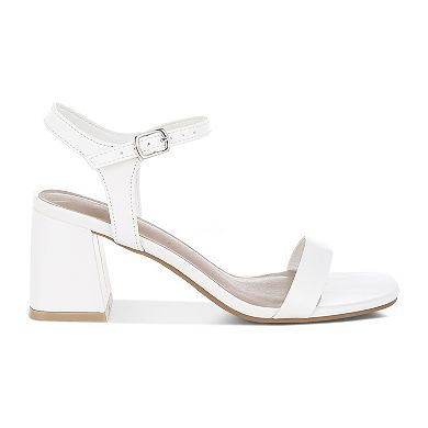 London Rag KAZARA Women's Metallic Faux Leather Block Heels