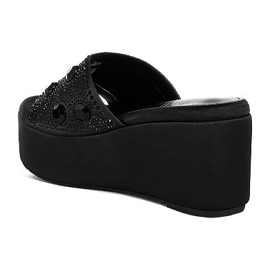London Rag Rhinestone Women's Flatform Sandals