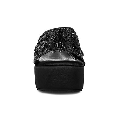 London Rag Rhinestone Women's Flatform Sandals