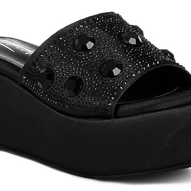 London Rag Rhinestone Women's Flatform Sandals