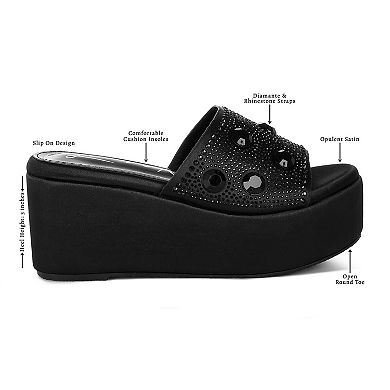 London Rag Rhinestone Women's Flatform Sandals
