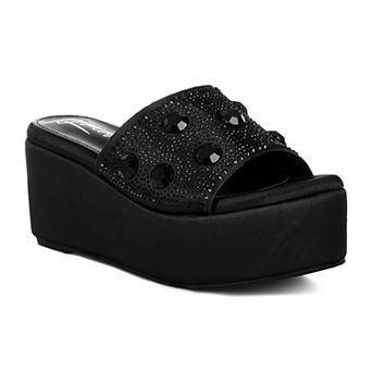 London Rag Rhinestone Women's Flatform Sandals