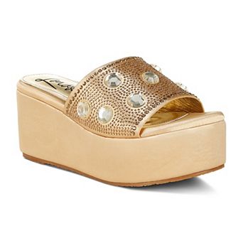 London Rag Rhinestone Women's Flatform Sandals