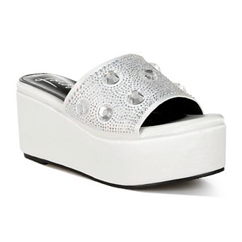 London Rag Rhinestone Women's Flatform Sandals