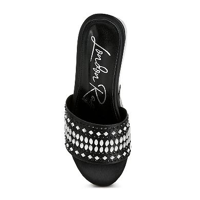 London Rag Batanga Women's Rhinestone Flatform Wedge Slide Sandals