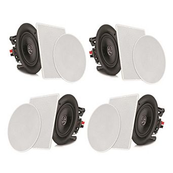 6.5" BT Flush Mount In-wall In-ceiling 2-Way Speaker System with Round/Square Grill 200W Amplifier