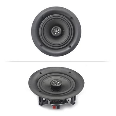 6.5" BT Flush Mount In-wall In-ceiling 2-Way Speaker System with Round/Square Grill 200W Amplifier
