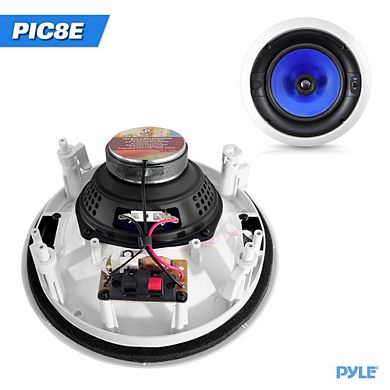 Dual 8" 2-Way In-Wall Speakers 300W w/ Silk Dome Tweeter & Treble Control