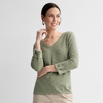 Women's Croft & Barrow® Textured Seedstitch Pullover Sweater
