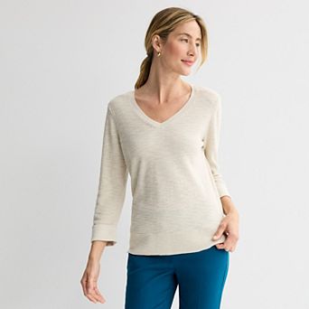 Women's Croft & Barrow® Textured Seedstitch Pullover Sweater