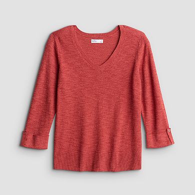 Petite Croft & Barrow® Textured Seedstitch Pullover Sweater
