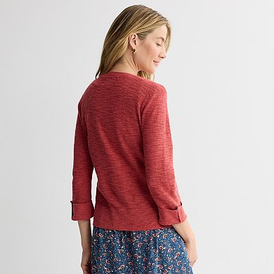 Petite Croft & Barrow® Textured Seedstitch Pullover Sweater