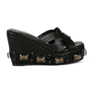 London Rag Blistronic Women's Wedge Rhinestone Sandals