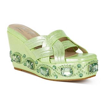 London Rag Blistronic Women's Wedge Rhinestone Sandals