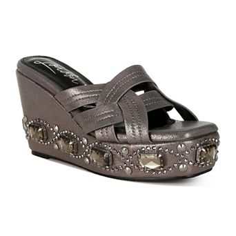 London Rag Blistronic Women's Wedge Rhinestone Sandals