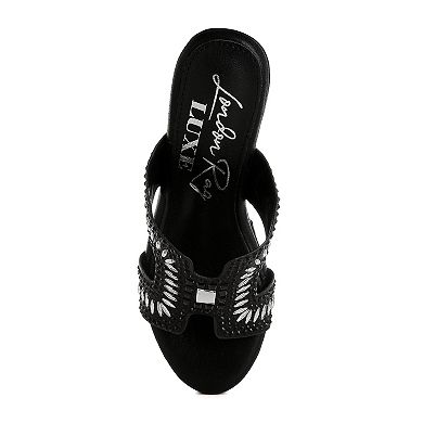 London Rag Marnier Women's Wedge Rhinestone Sandals