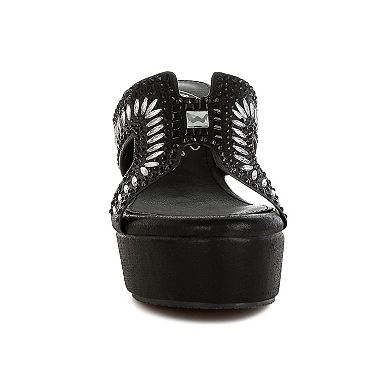 London Rag Marnier Women's Wedge Rhinestone Sandals