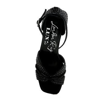London Rag Babylon Women's Block Heel Rhinestone Sandals