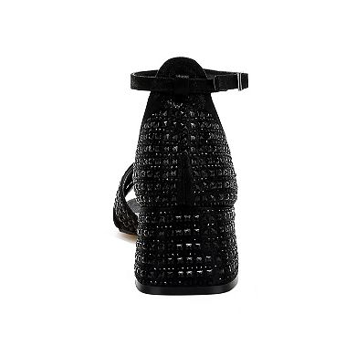 London Rag Babylon Women's Block Heel Rhinestone Sandals