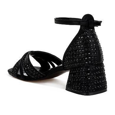 London Rag Babylon Women's Block Heel Rhinestone Sandals