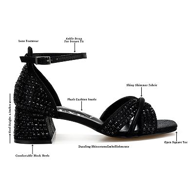 London Rag Babylon Women's Block Heel Rhinestone Sandals