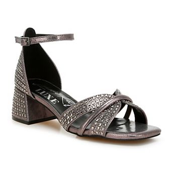 London Rag Babylon Women's Block Heel Rhinestone Sandals