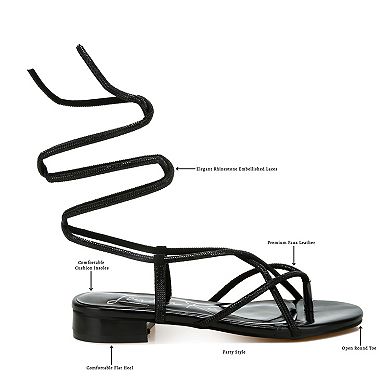 London Rag Babbity Women's Rhinestone Lace-Up Sandals