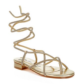 London Rag Babbity Women's Rhinestone Lace-Up Sandals