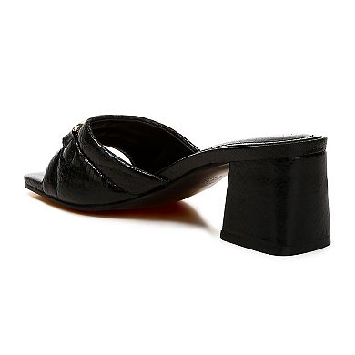 London Rag Bellamy Horsebit Snake Women's Block Heel Sandals