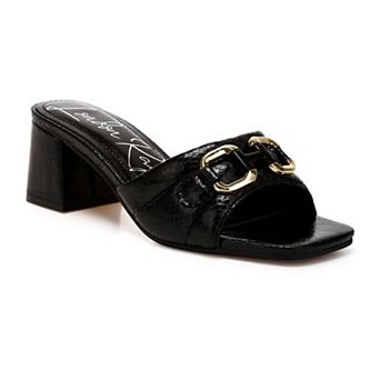 London Rag Bellamy Horsebit Snake Women's Block Heel Sandals