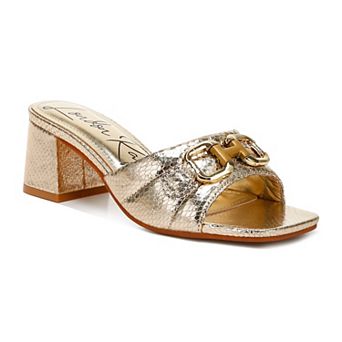 London Rag Bellamy Horsebit Snake Women's Block Heel Sandals