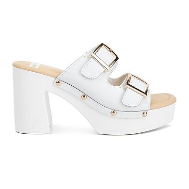 Rag & Co Kenna Women's Dual Buckle Strap Heeled Sandals