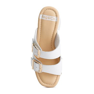 Rag & Co Kenna Women's Dual Buckle Strap Heeled Sandals