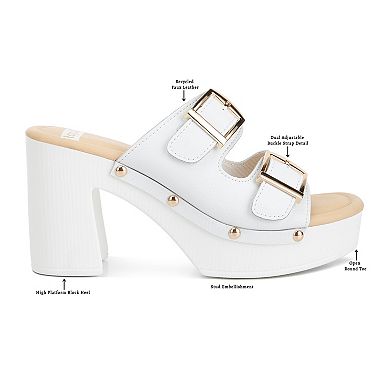 Rag & Co Kenna Women's Dual Buckle Strap Heeled Sandals