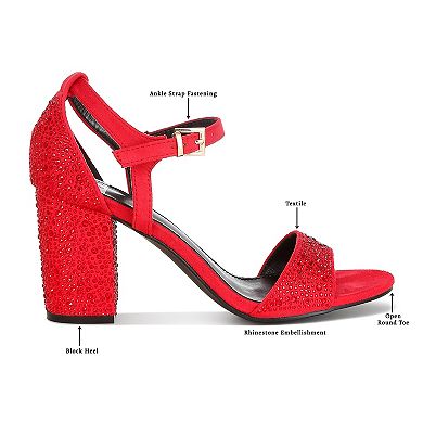 Rag & Co Navoli Women's Block Heel Rhinestone Embellished Sandals