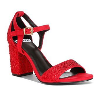 Rag & Co Navoli Women's Block Heel Rhinestone Embellished Sandals