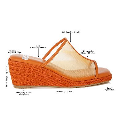 Rag & Co Seraphine Women's Slip-On Wedge Mesh Sandals