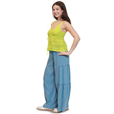 Juniors' madden girl Sleeveless Pointelle V-Neck Camisole Tank Top