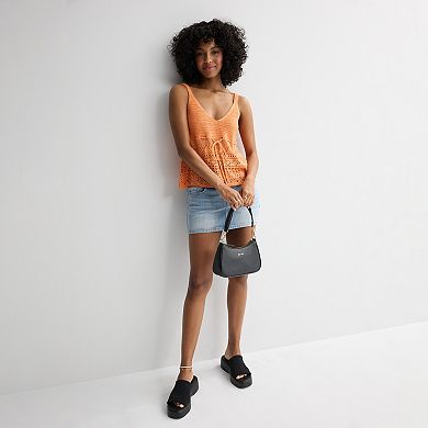 Juniors' madden girl Sleeveless Pointelle V-Neck Camisole Tank Top